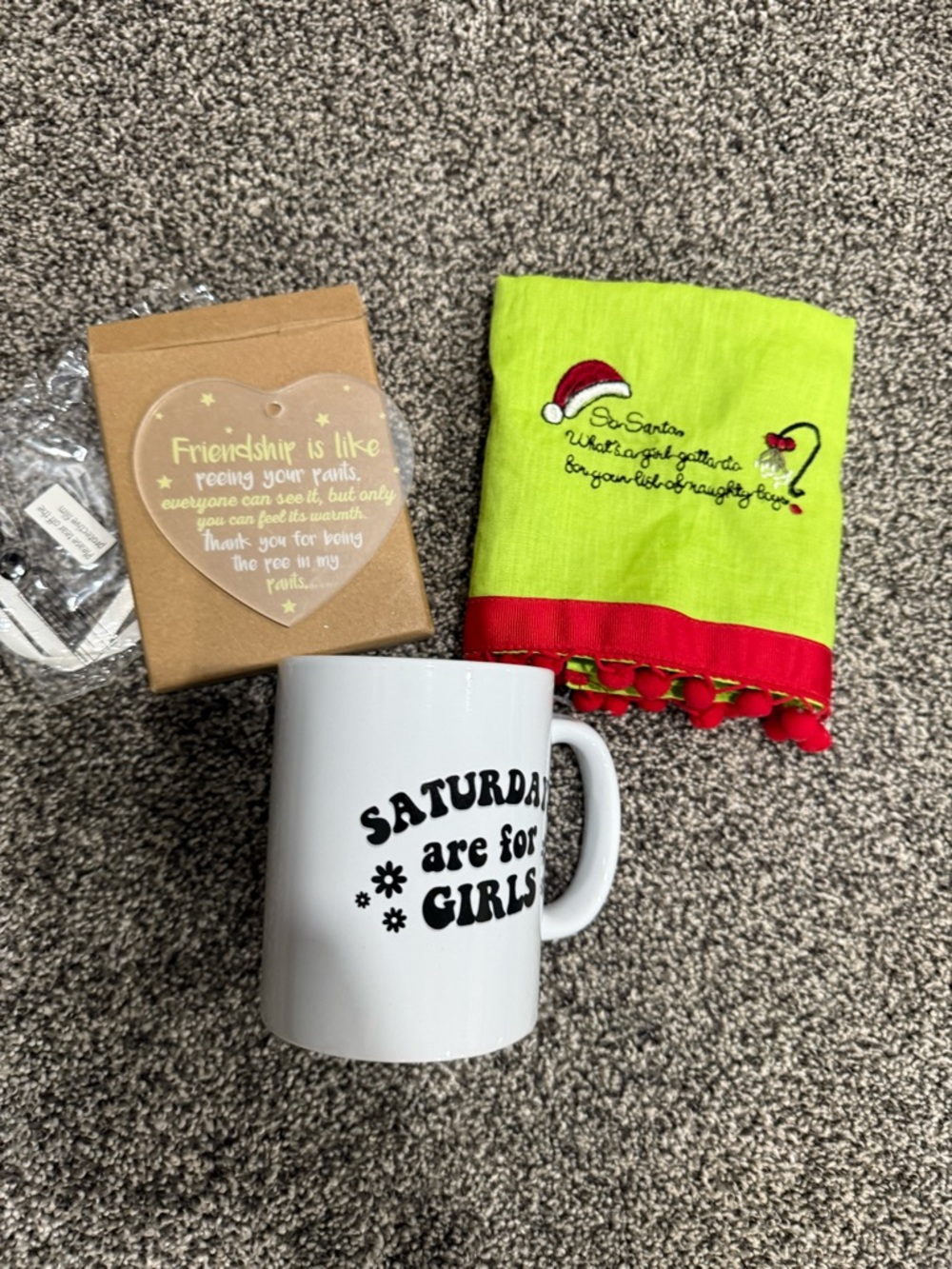 Friend gift, Mug, kitchen towel and ornament